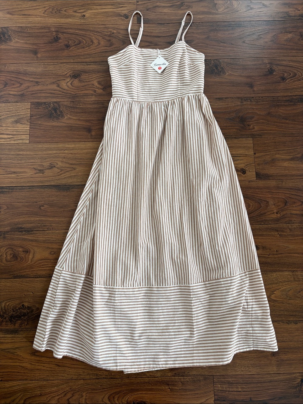 NWT Women’s Striped Brown and White Sundress